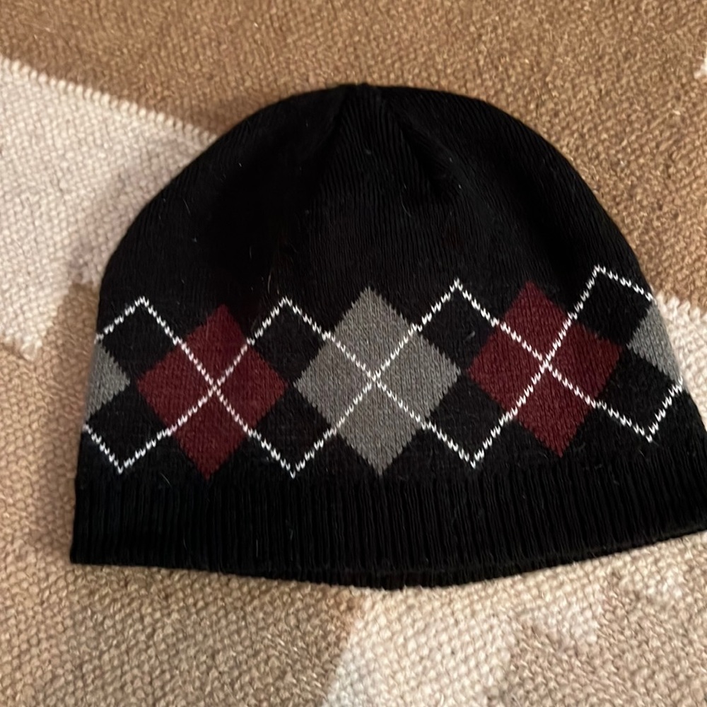 Stylish Black Argyle Knit Beanie